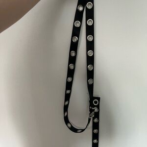 Long Black Silver Grommet Belt